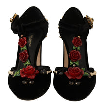 Black Mary Jane Pumps Roses Crystals Shoes Dolce & Gabbana