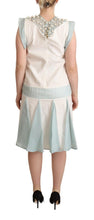 Multicolor Faux Pearl Sleeveless Shift Midi Dress Sergei Grinko