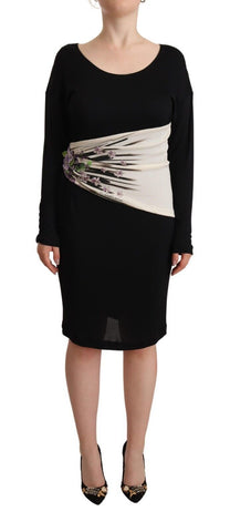 Black Silver Sheath Knee Length Dress Roberto Cavalli