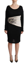 Black Silver Sheath Knee Length Dress Roberto Cavalli