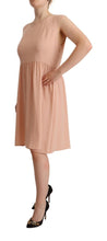 Beige Polyester Sleeveless Shift Knee Length Dress Twinset