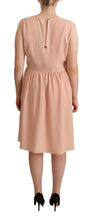 Beige Polyester Sleeveless Shift Knee Length Dress Twinset