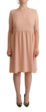 Beige Polyester Sleeveless Shift Knee Length Dress Twinset