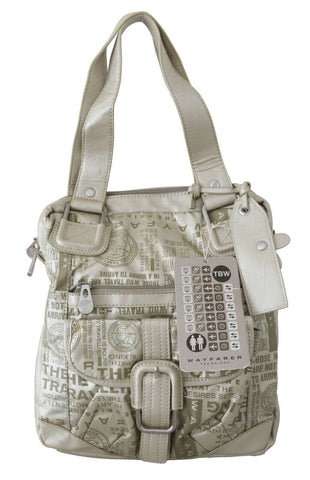 White Printed Handbag Shoulder Fabric Purse WAYFARER