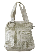 White Printed Handbag Shoulder Fabric Purse WAYFARER