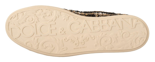 Beige Brown Wool Cotton High Top Sneakers Dolce & Gabbana
