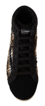 Beige Brown Wool Cotton High Top Sneakers Dolce & Gabbana