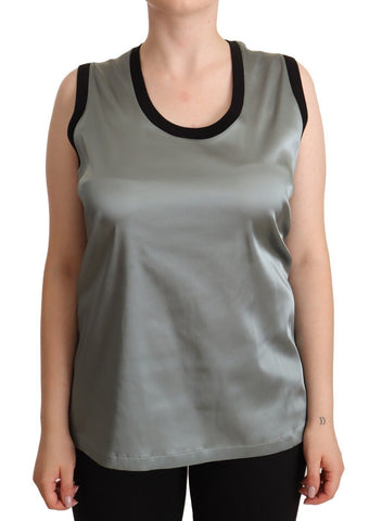 Silver Round Neck Sleeveless Casual Tank Top Dolce & Gabbana