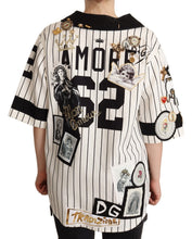 White Cotton Crystal Charms Amore Shirt Dolce & Gabbana