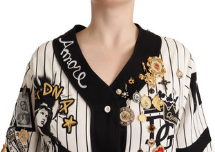 White Cotton Crystal Charms Amore Shirt Dolce & Gabbana