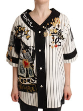 White Cotton Crystal Charms Amore Shirt Dolce & Gabbana