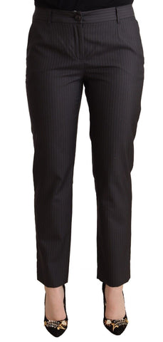 Black Striped Wool Tapered Trouser Pants Dolce & Gabbana