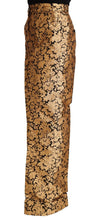 Gold Floral Jacquard Straight Polyester Pants Dolce & Gabbana