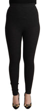 Black Virgin Wool Stretch Waist Tights Pants Dolce & Gabbana