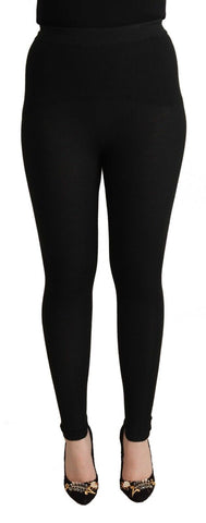 Black Cashmere Stretch Waist Tights Pants Dolce & Gabbana