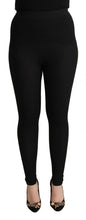 Black Cashmere Stretch Waist Tights Pants Dolce & Gabbana