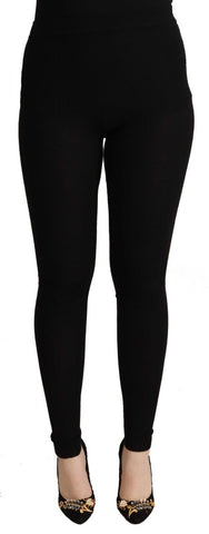 Black Cashmere Stretch Waist Tights Pants Dolce & Gabbana