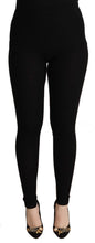 Black Cashmere Stretch Waist Tights Pants Dolce & Gabbana