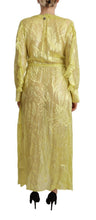 Yellow Silk Long Sleeves Plunging Maxi Dress Patrizia Pepe