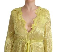 Yellow Silk Long Sleeves Plunging Maxi Dress Patrizia Pepe
