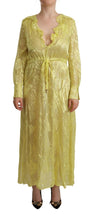Yellow Silk Long Sleeves Plunging Maxi Dress Patrizia Pepe
