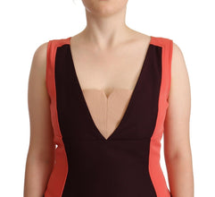 Multicolor Polyester Sleeveless Sheath Knee Length Dress CO|TE