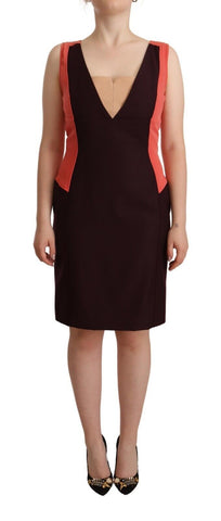 Multicolor Polyester Sleeveless Sheath Knee Length Dress CO|TE