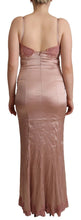 Pink Lace Long Bodycon Maxi Polyester Dress Dolce & Gabbana