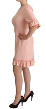 Pink Ruffled Sleeves Viscose Sheath Dress Dolce & Gabbana