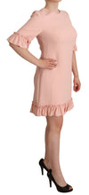 Pink Ruffled Sleeves Viscose Sheath Dress Dolce & Gabbana