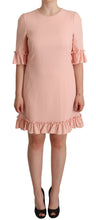 Pink Ruffled Sleeves Viscose Sheath Dress Dolce & Gabbana