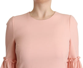 Pink Ruffled Sleeves Viscose Sheath Dress Dolce & Gabbana