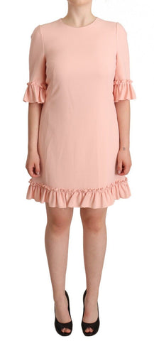 Pink Ruffled Sleeves Viscose Sheath Dress Dolce & Gabbana