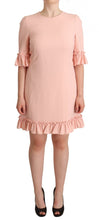 Pink Ruffled Sleeves Viscose Sheath Dress Dolce & Gabbana