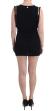 Black Embellished Jersey Mini Sheath Short Dress Roccobarocco