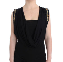 Black Embellished Jersey Mini Sheath Short Dress Roccobarocco
