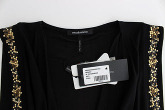 Black Embellished Jersey Mini Sheath Short Dress Roccobarocco