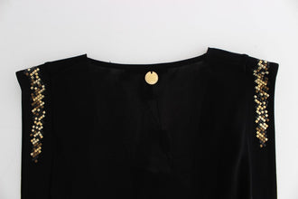 Black Embellished Jersey Mini Sheath Short Dress Roccobarocco