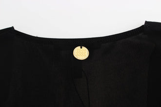 Black Embellished Jersey Mini Sheath Short Dress Roccobarocco