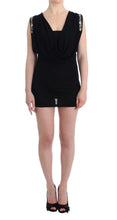 Black Embellished Jersey Mini Sheath Short Dress Roccobarocco