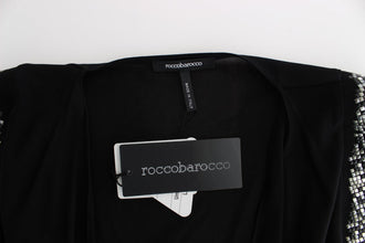 Black Embellished Jersey Mini Sheath Short Dress Roccobarocco