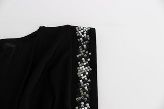 Black Embellished Jersey Mini Sheath Short Dress Roccobarocco