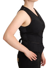 Black Button Down Sleeveless Viscose Vest Top Dolce & Gabbana