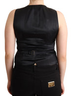 Black Button Down Sleeveless Viscose Vest Top Dolce & Gabbana
