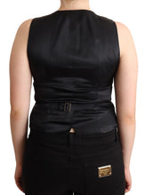 Black Button Down Sleeveless Viscose Vest Top Dolce & Gabbana
