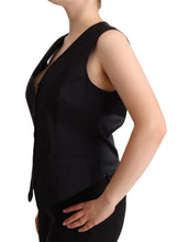 Black Button Down Sleeveless Vest Waiscoat Top Dolce & Gabbana
