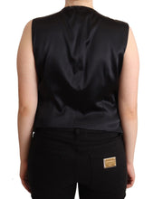 Black Button Down Sleeveless Vest Waiscoat Top Dolce & Gabbana