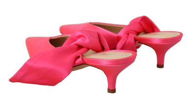 Pink Leather Lace Up Kitten Heels Pumps Shoes GIA COUTURE
