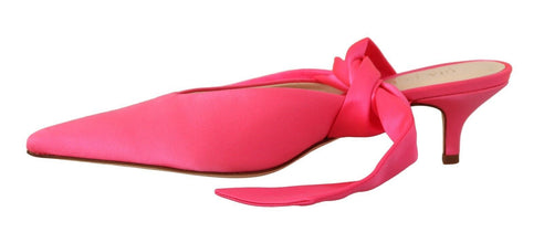 Pink Leather Lace Up Kitten Heels Pumps Shoes GIA COUTURE