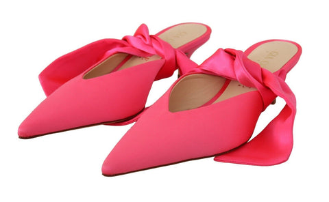 Pink Leather Lace Up Kitten Heels Pumps Shoes GIA COUTURE